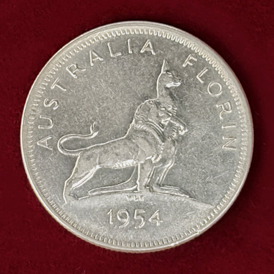 【オーストラリア】フローリン 銀貨 1954［C-0001159］