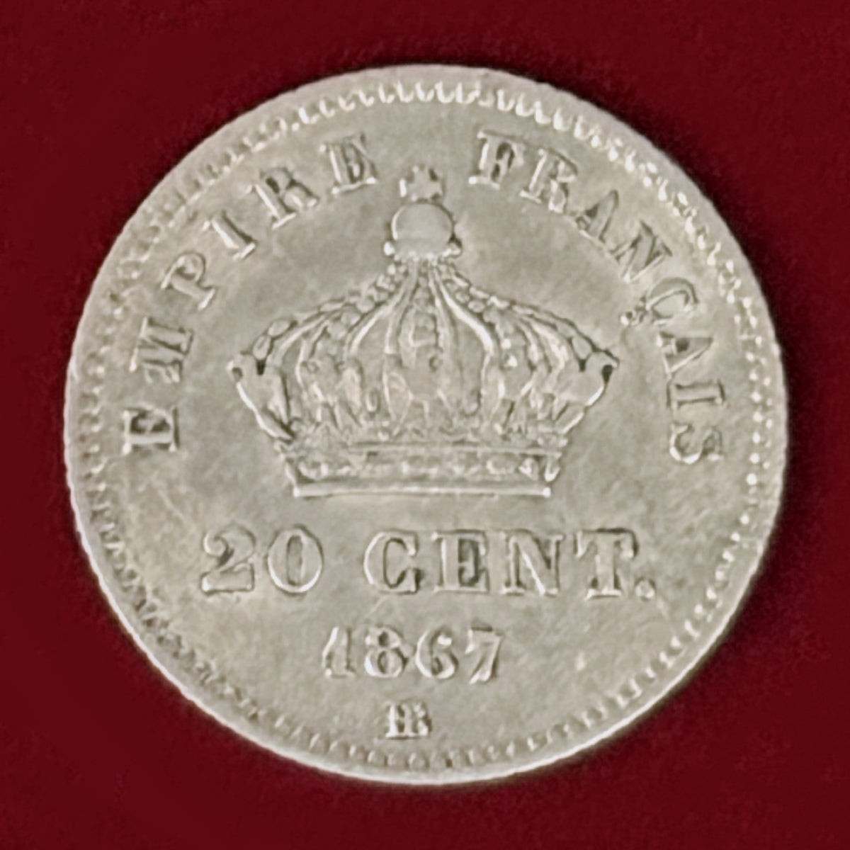 【フランス】ナポレオン3世 20セント 銀貨 1867［B-0001163］
