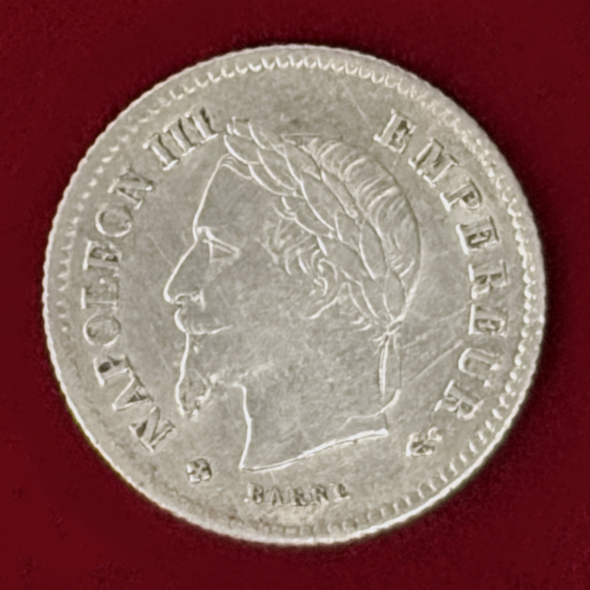 【フランス】ナポレオン3世 20セント 銀貨 1867［B-0001163］