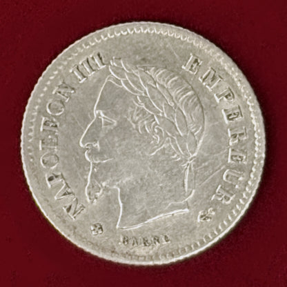 【フランス】ナポレオン3世 20セント 銀貨 1867［B-0001163］