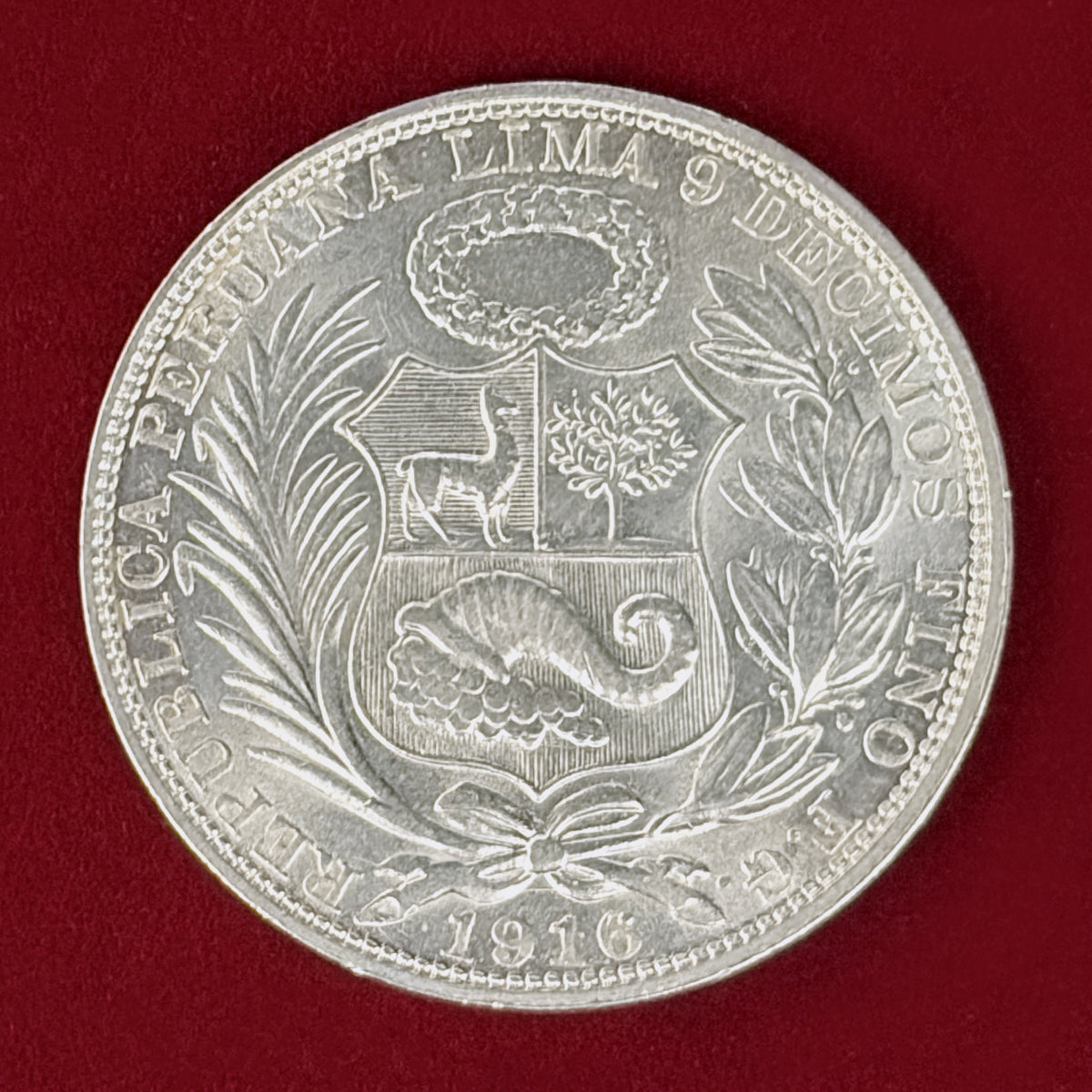 【ペルー】1ソル 銀貨 1916［B-0001165］