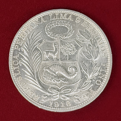 【ペルー】1ソル 銀貨 1916［B-0001165］
