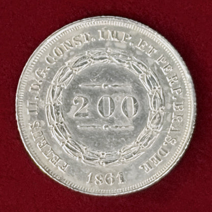 【ブラジル】200レイス 銀貨 1861［B-0001167］