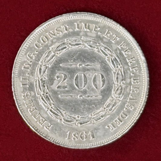 【ブラジル】200レイス 銀貨 1861［B-0001167］