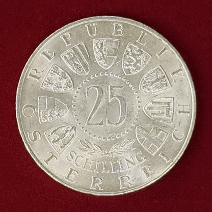 【オーストリア】モーツァルト生誕200周年記念 25シリング 銀貨 1956［B-0001173］