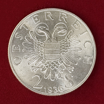 【オーストリア】サヴォイエン家オイゲン王子没後200周年記念 2シリング 銀貨 1936［B-0001172］