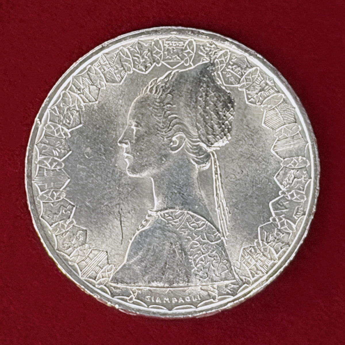 【イタリア】500リラ 銀貨 1958［B-0001175］