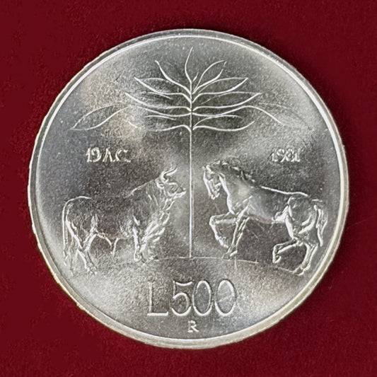 【イタリア】ウェルギリウス没後2000周年記念 500リラ 銀貨 1981［B-0001177］