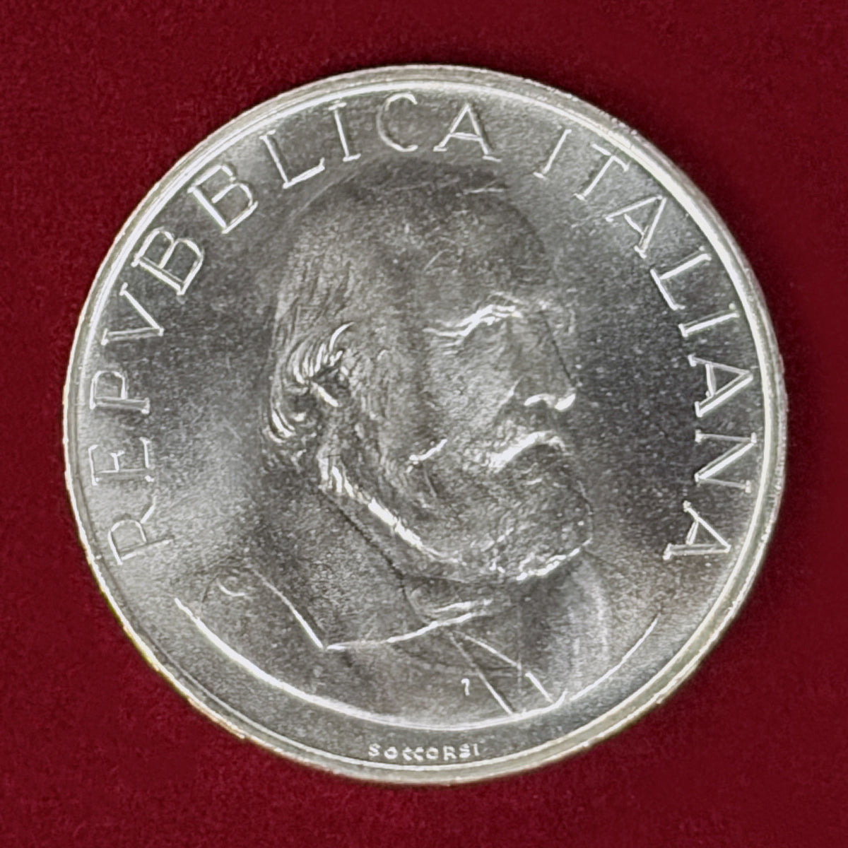 【イタリア】ガリバルディ没後100周年記念 500リラ 銀貨 1982［B-0001178］
