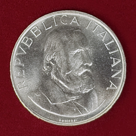 【イタリア】ガリバルディ没後100周年記念 500リラ 銀貨 1982［B-0001178］