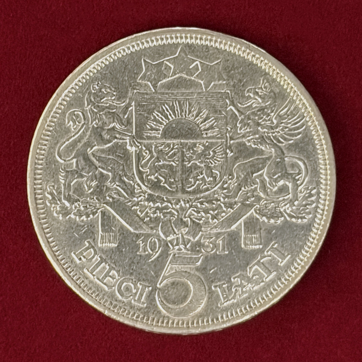【ラトビア】5ラッツ 銀貨 1931［B-0001182］