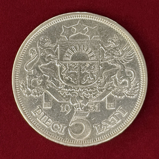 【ラトビア】5ラッツ 銀貨 1931［B-0001182］
