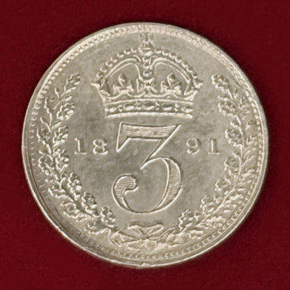 【イギリス】3ペンス 銀貨 1891［B-0001184］