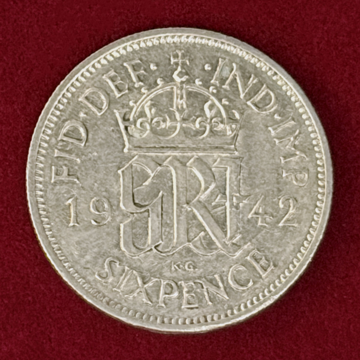 【イギリス】6ペンス 銀貨 1942［B-0001186］