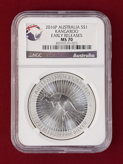 【オーストラリア】カンガルー 1ドル 銀貨 2016P NGC MS 70［B-0001195］