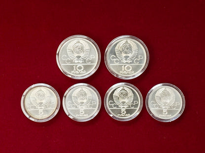 [Russia] Silver coin set commemorating the 1977 Moscow Olympics, set of 6 [C-0000046]