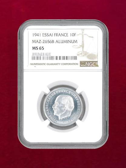 [France] 10 Franc Aluminum Coin ESSAI NGC MS65 [C-0000054]