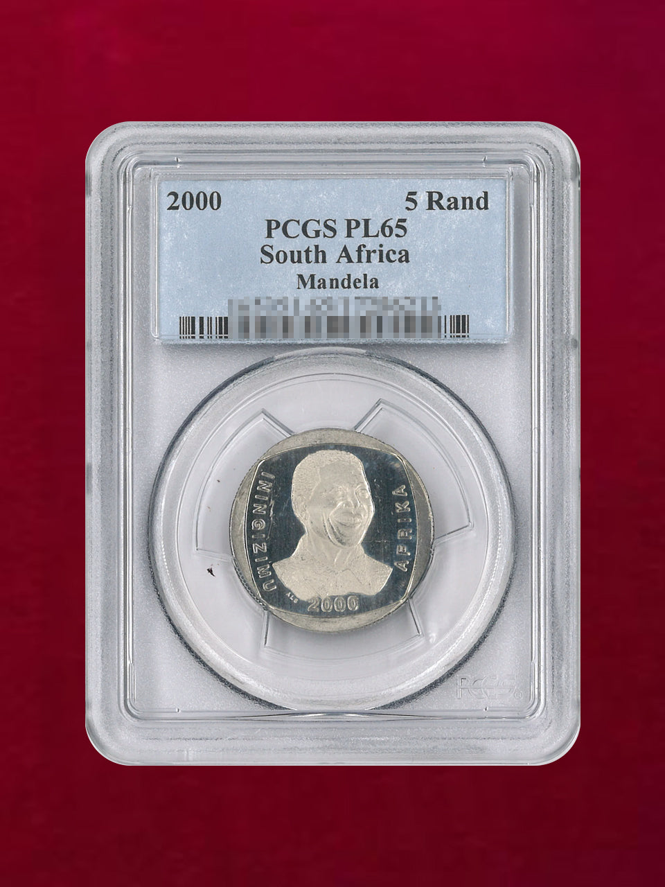 南アフリカ】5ランド ニッケルメッキ銅貨 2000 Mandera PCGS PL65［C