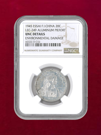 [French Indochina] 20-cent aluminum coin 1945 ESSAI NGC UNC DETAILS ENVIRONMENTAL DAMAGE [C-0000064]