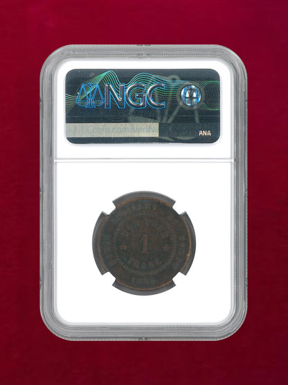 [Egypt] Brass Franc Coin 1865 BOREL LAVALLEY &amp; COMP. NGC XF DETAILS ENVIRONMENTAL DAMAGE [C-0000070]