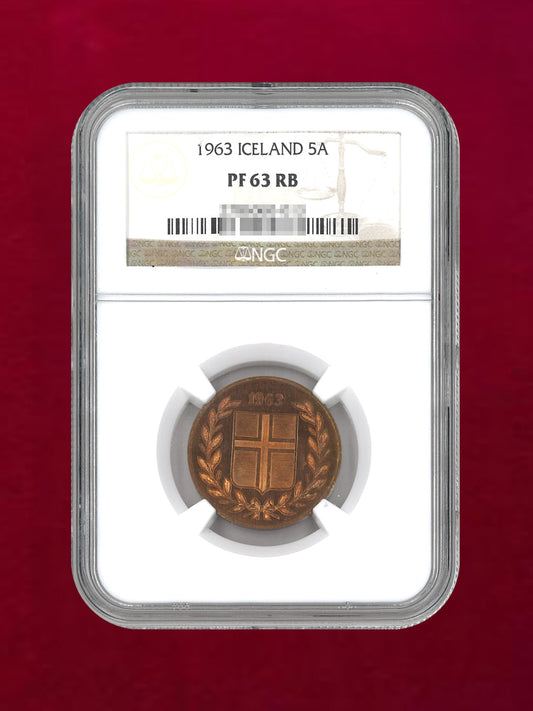 【アイスランド】5オーラル青銅貨 1963 NGC PF63 RB［C-0000079］