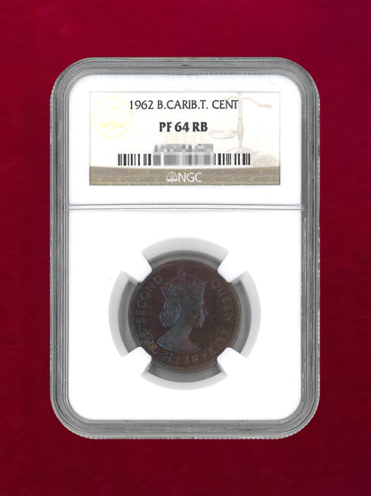 【イギリス領カリブ連邦】セント青銅貨 1962 NGC PF64 RB［C-0000082］