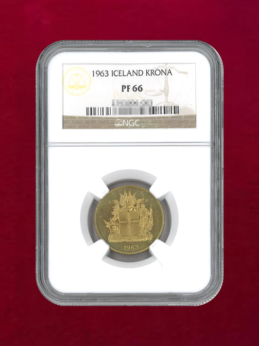 【アイスランド】クローナ アルミ青銅貨 1963 NGC PF66［C-0000083］