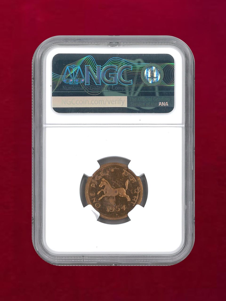 【インド】1パイス ホースコイン 1954 NGC PF 63 RB［C-0000113］