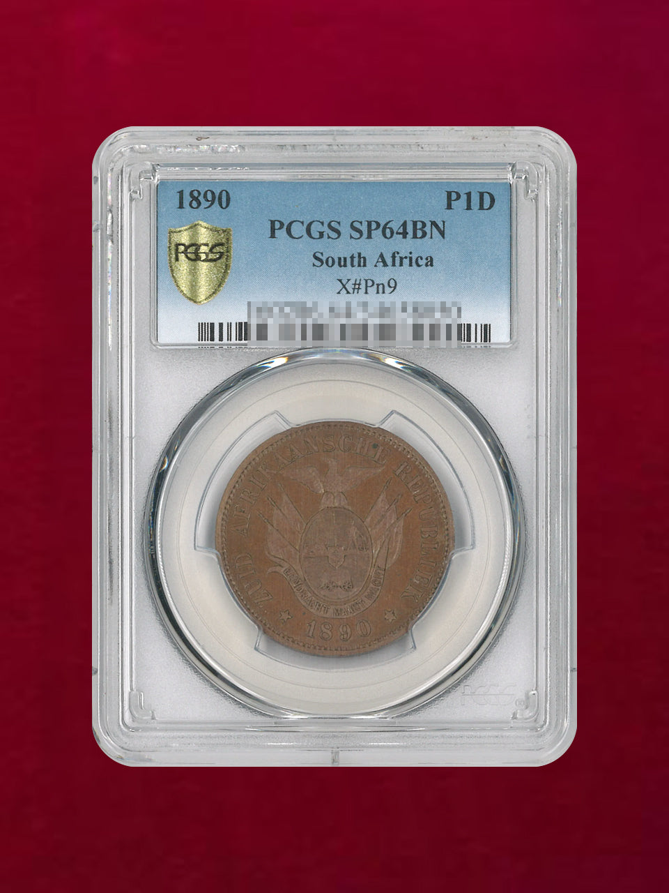 [Republic of the Transvaal, South Africa] Bronze Penny 1890 PCGS SP64BN [C-0000119]