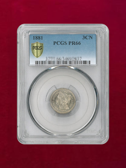 [USA] 3-cent copper-nickel coin 1881 PCGS PR66 [C-0000125]