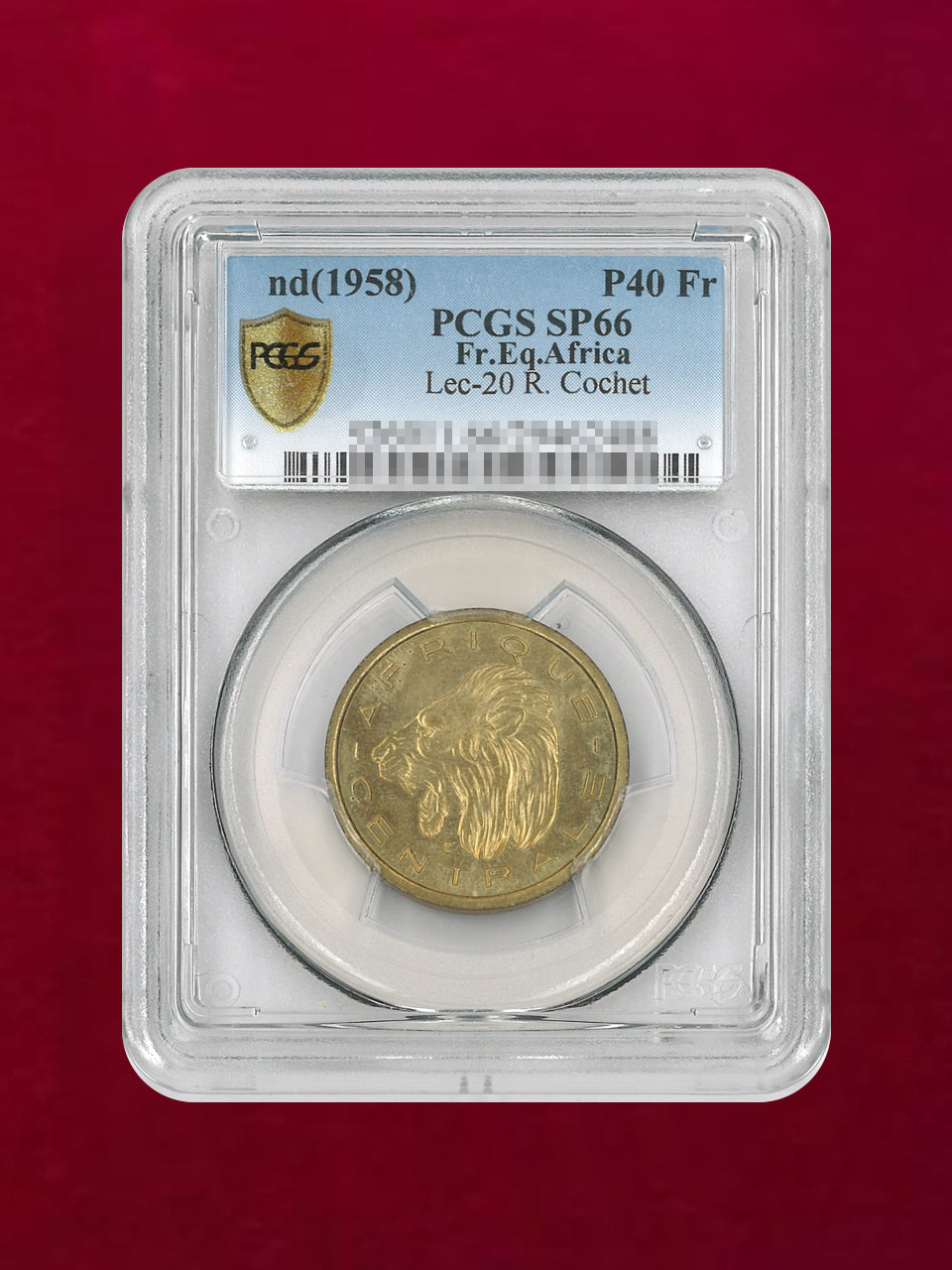 [French Equatorial Africa] 40 Francs Brass Coin nd(1958) PCGS SP66 [C-0000128]