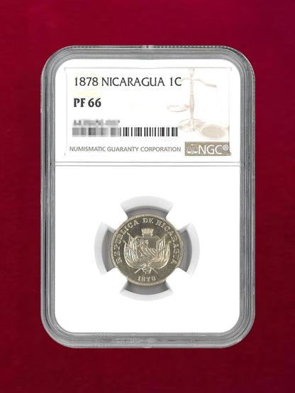 [Nicaragua] 1 centavo copper-nickel coin 1878 NGC PF 66 [C-0000130]