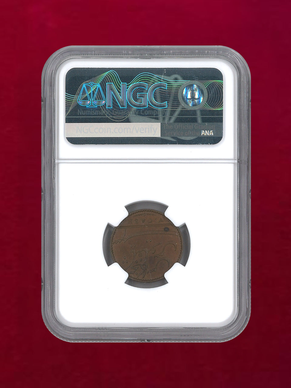 【イギリス領インド・マドラス保護領】5CASH 銅貨 MADRAS PRESIDENCY NGC PF 64 BN［C-0000140］