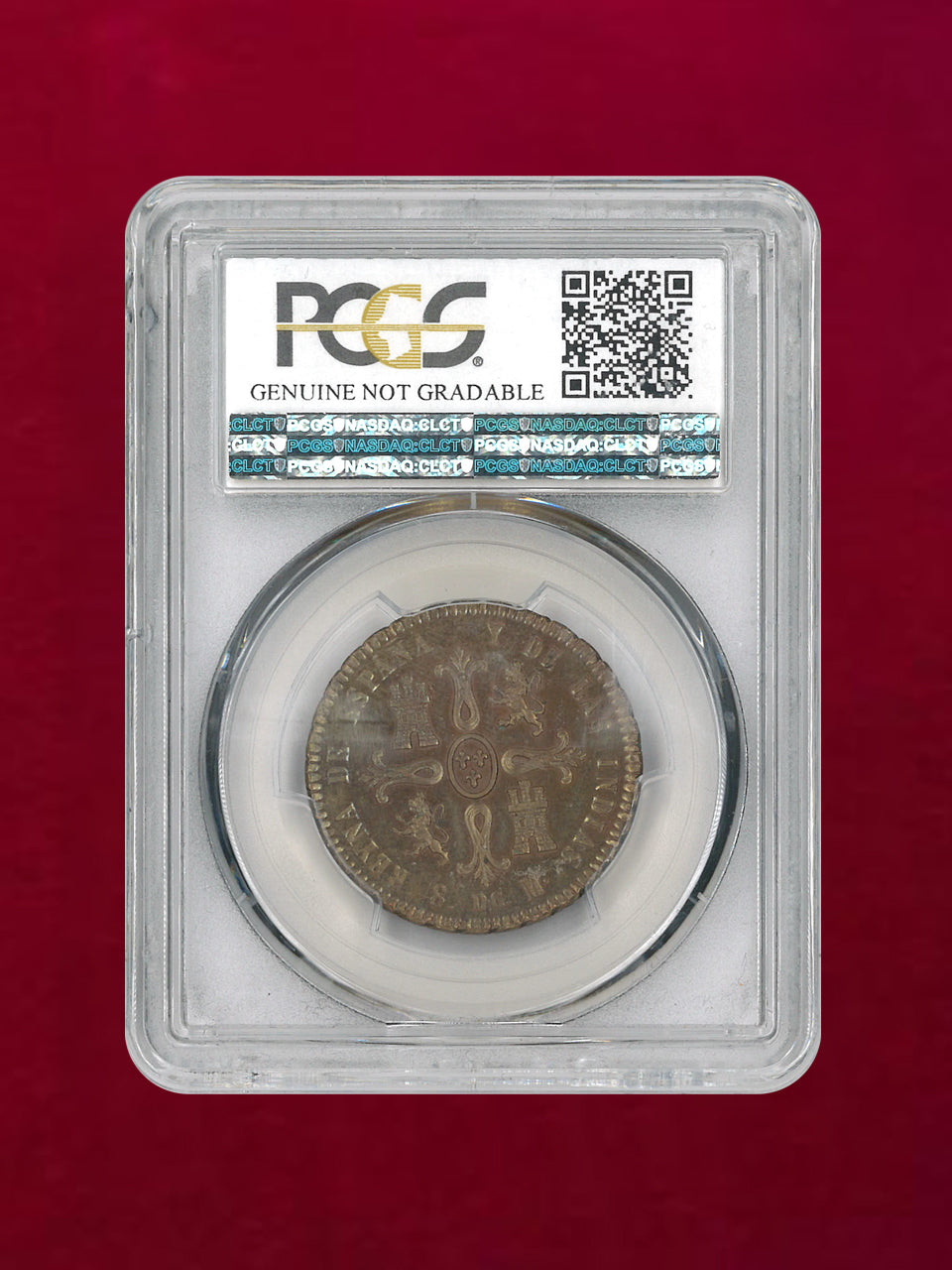 スペイン】8マラベディス 銅貨 PCGS PR Genuine Spot Removed-UNC