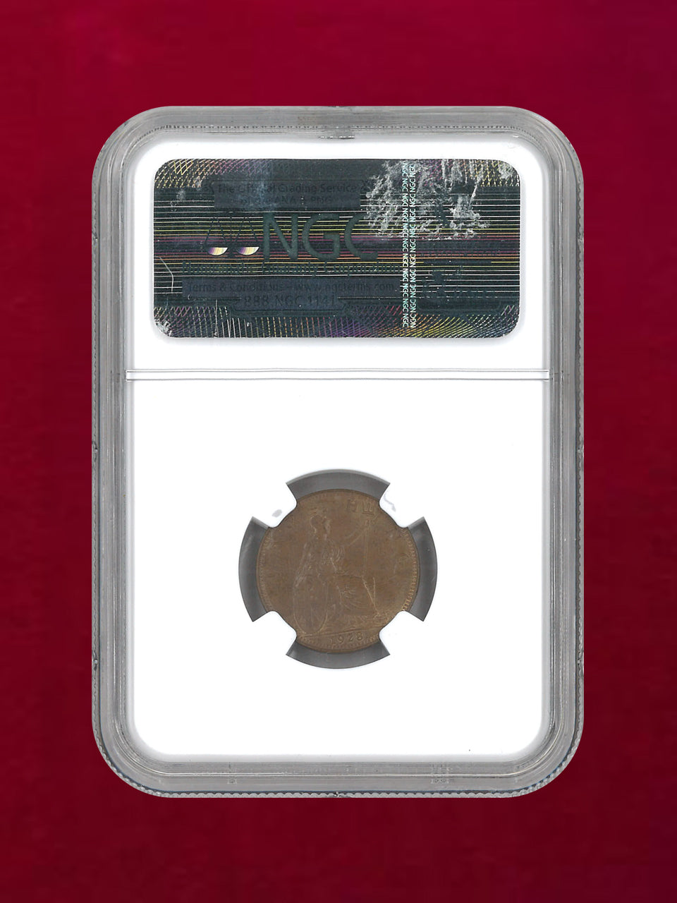 イギリス】1/4ペニー 青銅貨 1928 NGC PF 62 RB［C-0000148