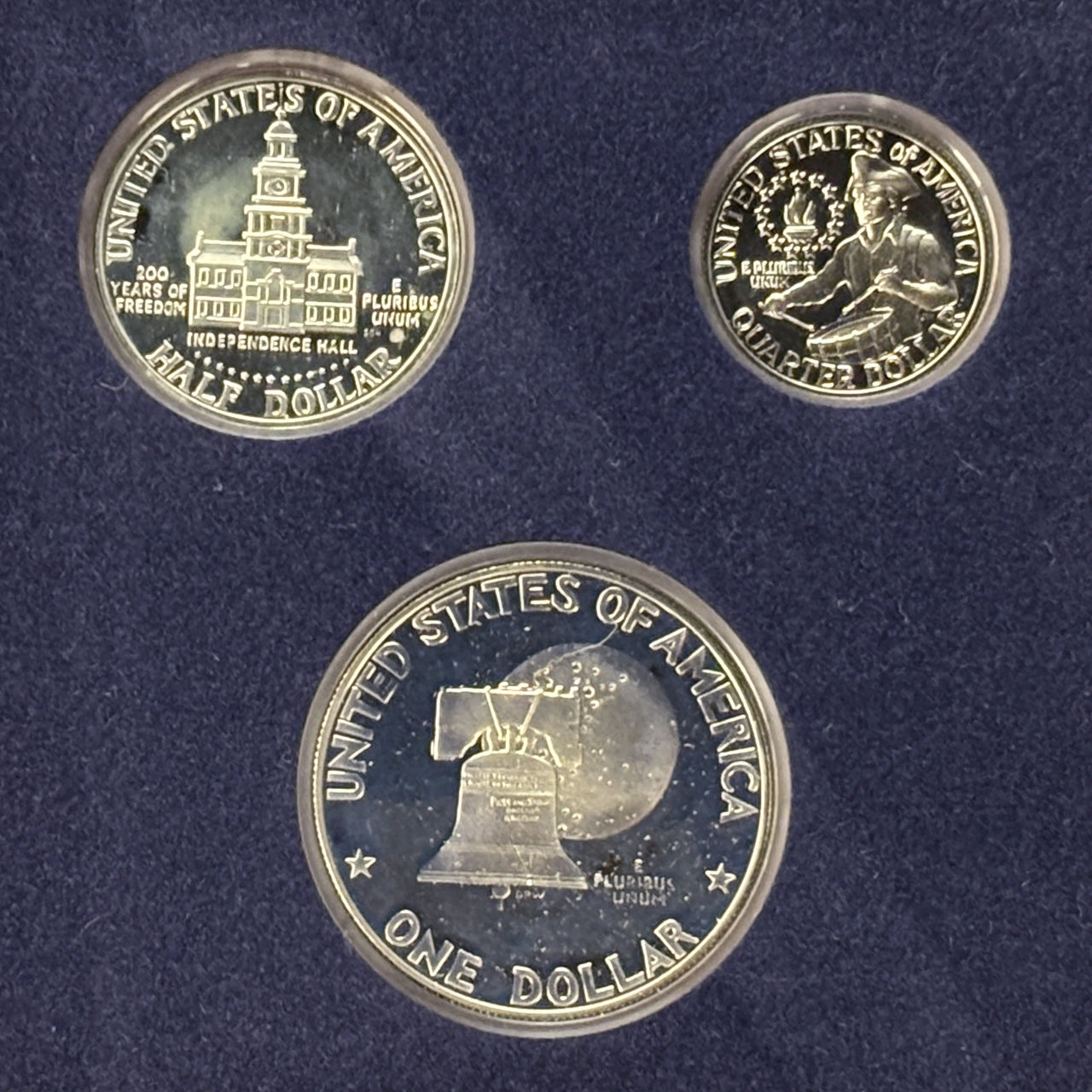 【アメリカ】アメリカ独立200周年記念 プルーフセット 3枚組 1976［C-0000585］