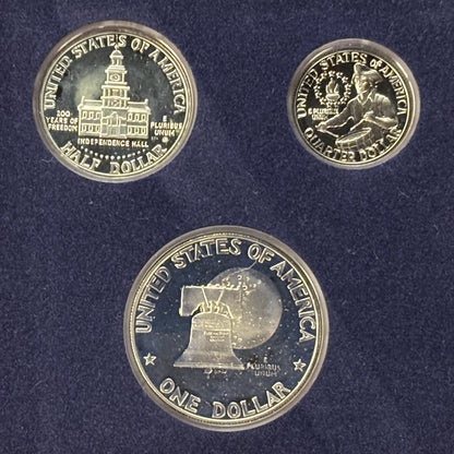 【アメリカ】アメリカ独立200周年記念 プルーフセット 3枚組 1976［C-0000585］