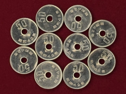 [Japan] 50 yen cupronickel coin, set of 10, 1967 [C-0000591]