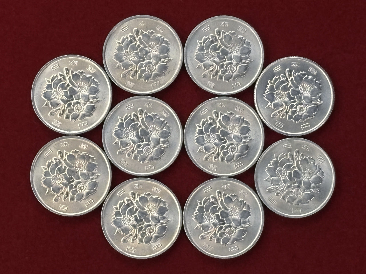 [Japan] Sakura 100 Yen Cupronickel Coin, Set of 10, 1974 [C-0000609]