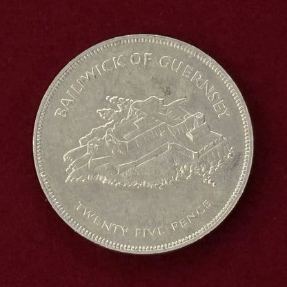 【ガーンジー島】エリザベス2世在位25周年 25ペンス 白銅貨 1977［C-0000678］