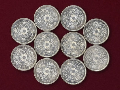 【日本】鳳凰100円 銀貨 10枚組 昭和33(1958)［C-0000696］