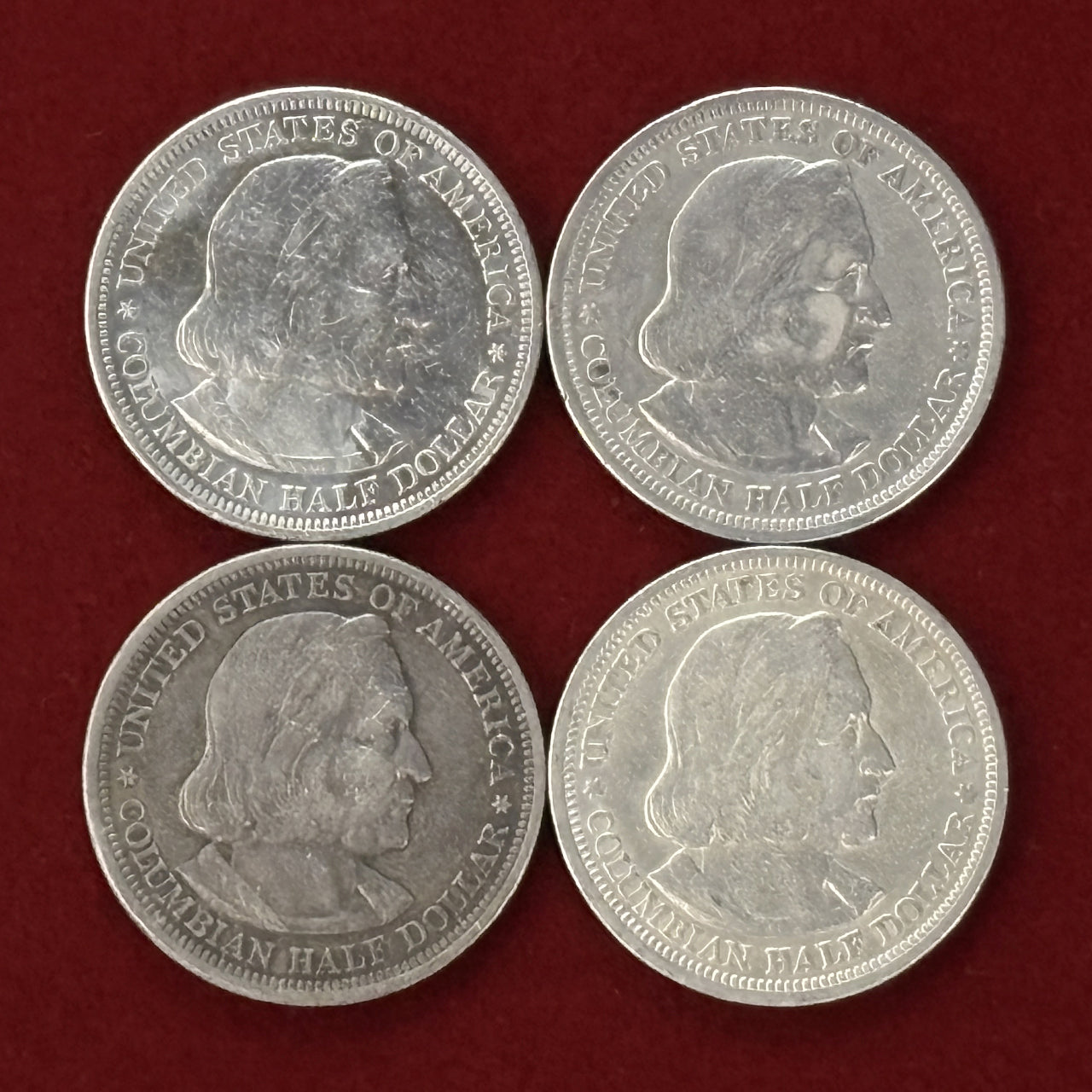 【アメリカ】コロンビア博覧会記念 1/2ドル 銀貨 4枚組 1893［C-0000709］