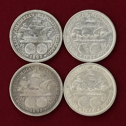 【アメリカ】コロンビア博覧会記念 1/2ドル 銀貨 4枚組 1893［C-0000709］