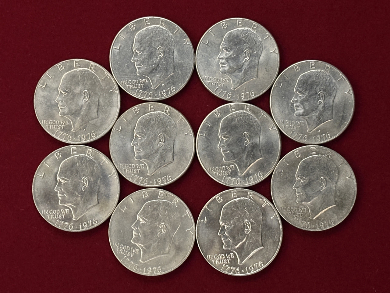 【アメリカ】建国200周年 アイゼンハワー 1ドル 白銅貨 10枚組 1976［C-0000712］