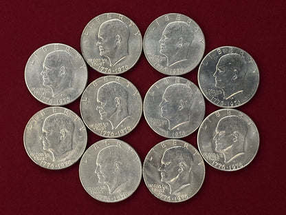 【アメリカ】建国200周年 アイゼンハワー 1ドル 白銅貨 10枚組 1976［C-0000713］