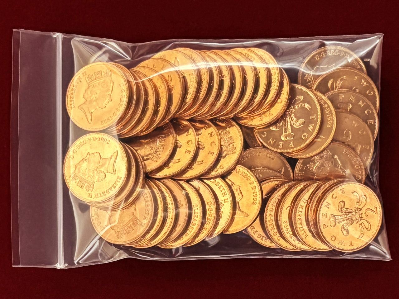 [UK] 2 pence coins, set of 50, 1992 [C-0000732]