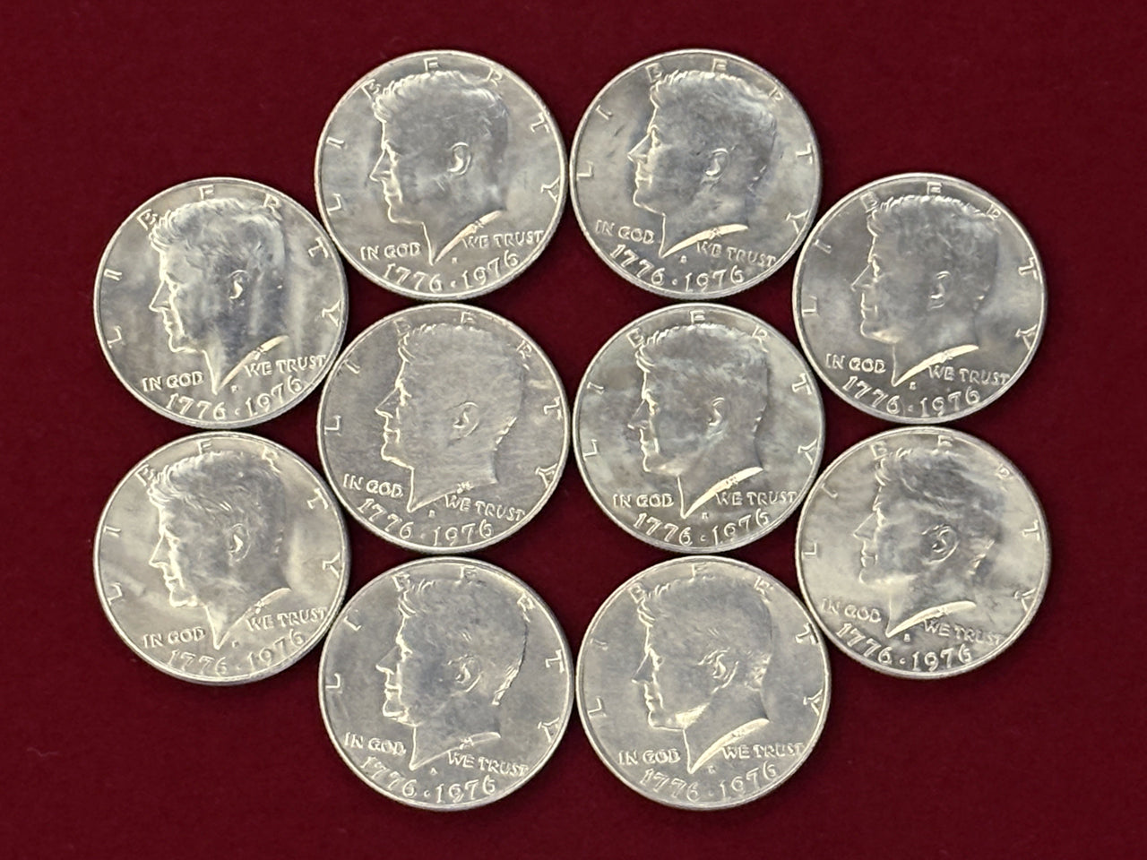 【アメリカ】建国200年 ケネディ 1/2ドル 白銅貨 10枚組 1976［C-0000739］