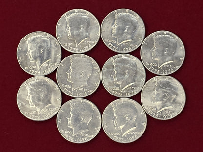 【アメリカ】建国200年 ケネディ 1/2ドル 白銅貨 10枚組 1976［C-0000739］