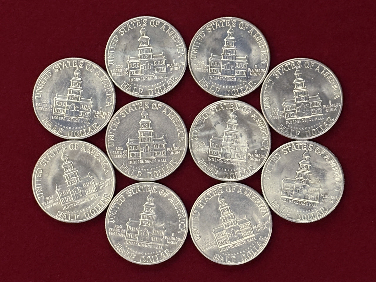【アメリカ】建国200年 ケネディ 1/2ドル 白銅貨 10枚組 1976［C-0000739］