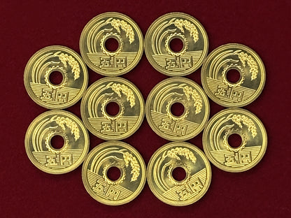 【日本】5円 黄銅貨 10枚組 平成13(2001)［C-0000774］